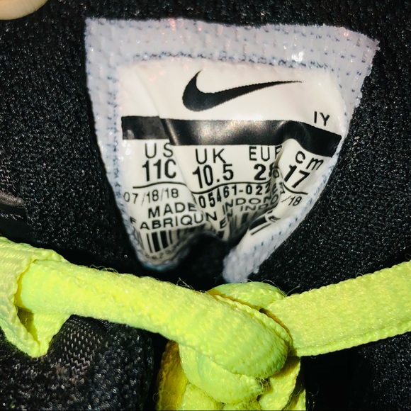 EUC Nike Air Max 95 PS Black Volt Dark Grey Little Kids Shoe Size 11c - Picture 8 of 12